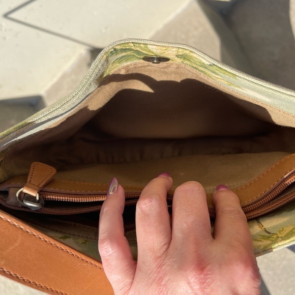 Vintage Fossil Beach Print Shoulder Purse Bag Canvas Woven Purse Shoulder Bag - Picture 11 of 11